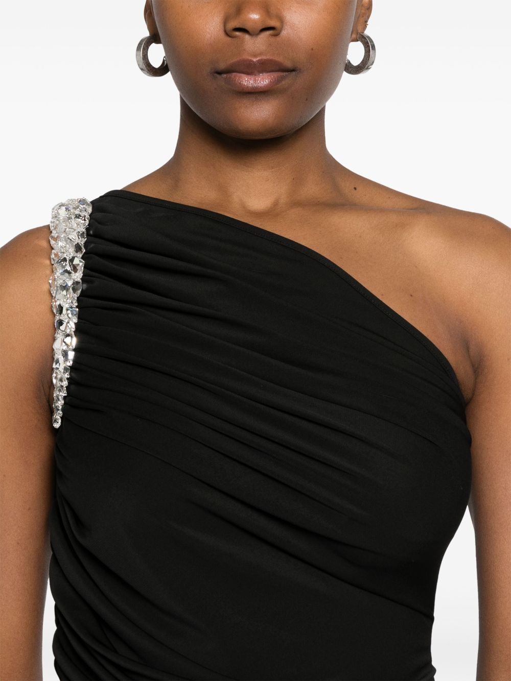 Abito corto drappeggiato con cristalli in nero David koma - donna 
