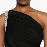 Abito corto drappeggiato con cristalli in nero David koma - donna 