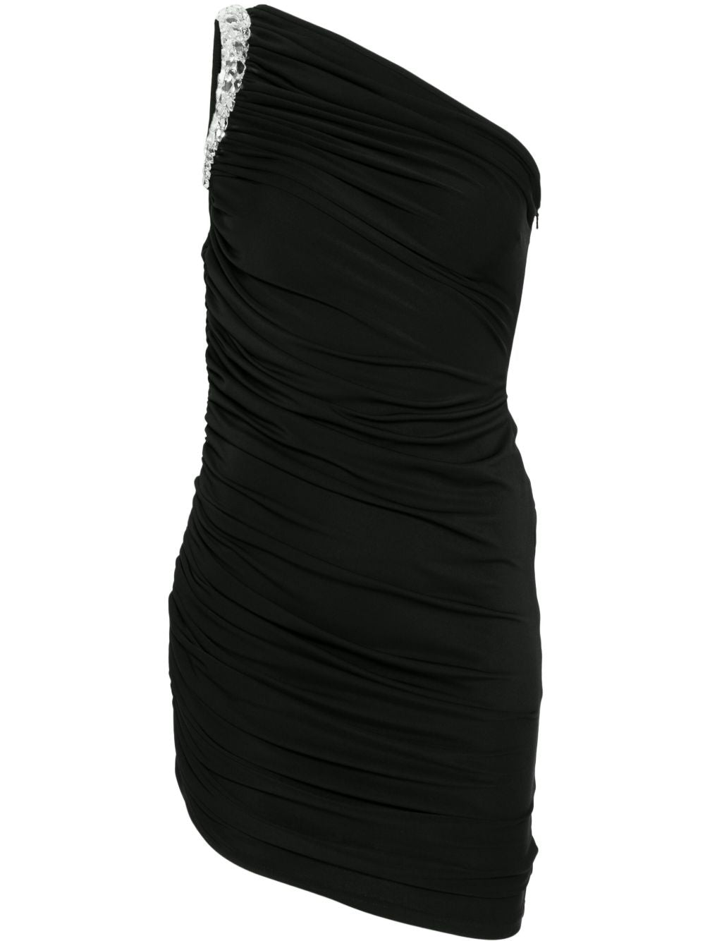 Abito corto drappeggiato con cristalli in nero David koma - donna 