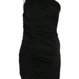 Abito corto drappeggiato con cristalli in nero David koma - donna 