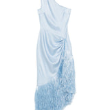 Abito midi con frange in azzurro chiaro David Koma - donna 