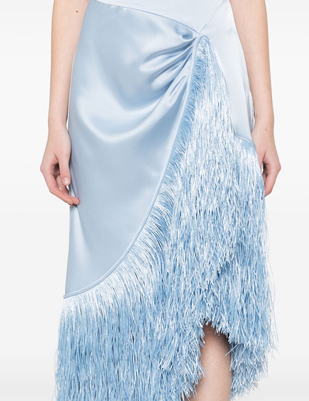 Abito midi con frange in azzurro chiaro David Koma - donna 