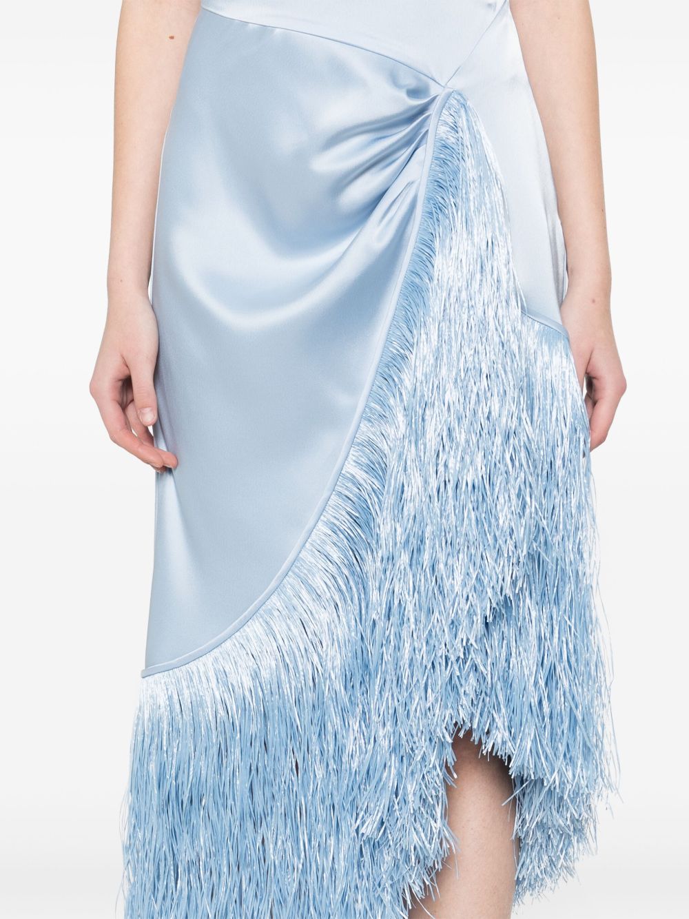Abito midi con frange in azzurro chiaro David Koma - donna 