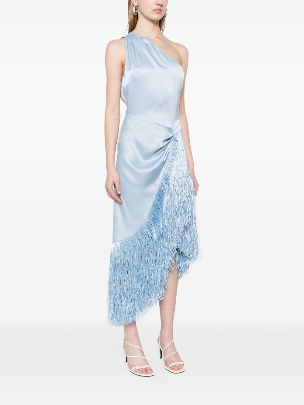 Abito midi con frange in azzurro chiaro David Koma - donna 