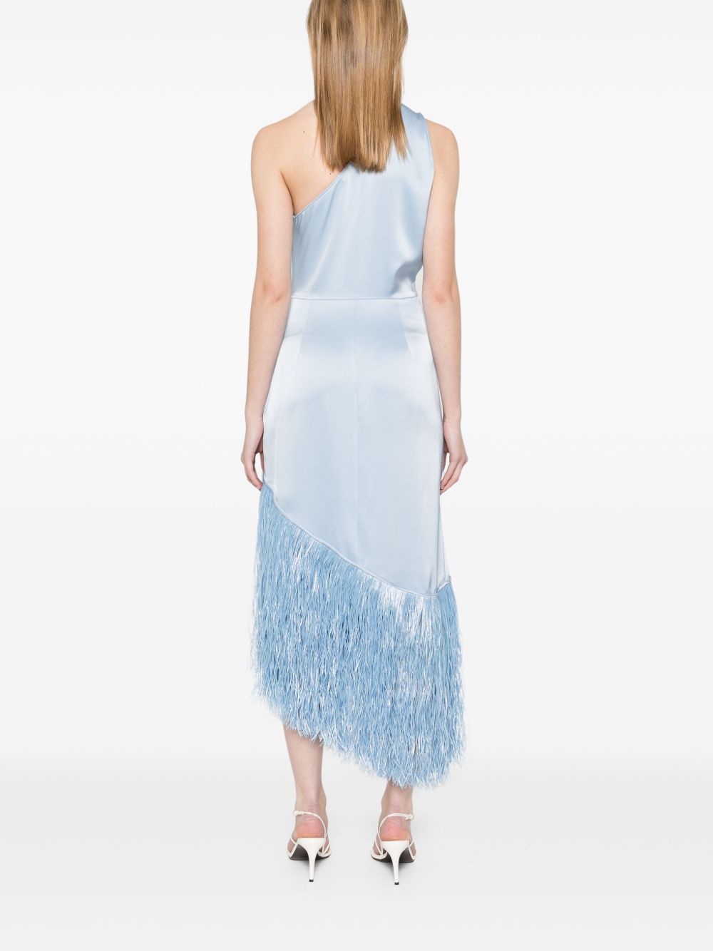 Abito midi con frange in azzurro chiaro David Koma - donna 