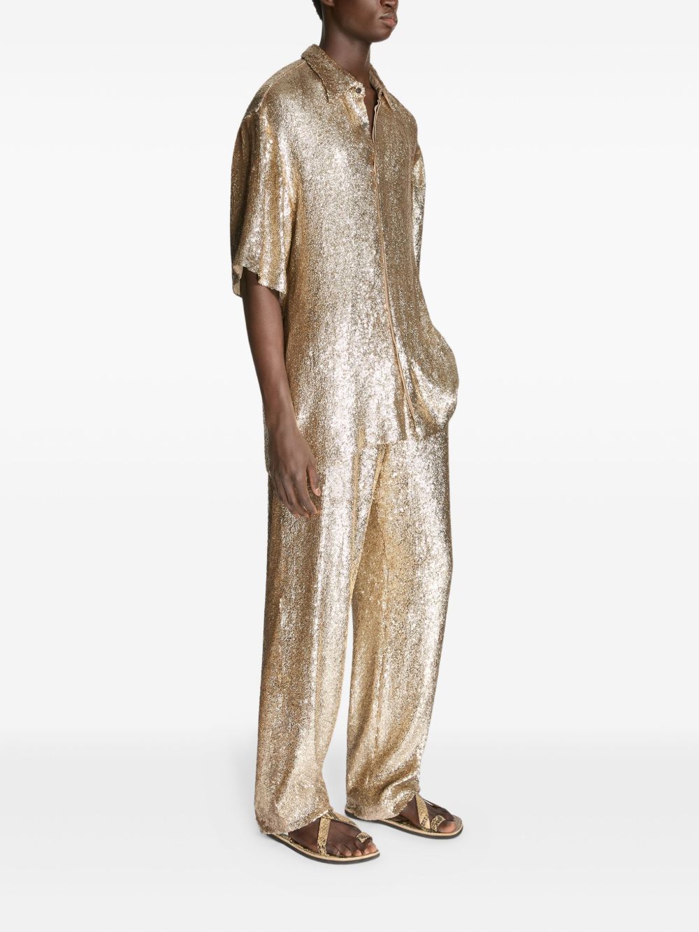 Camicia con paillettes in oro Dries van noten - uomo 