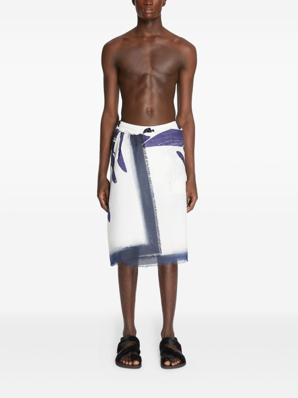 Sarong con stampa astratta in blu Dries van noten - uomo 