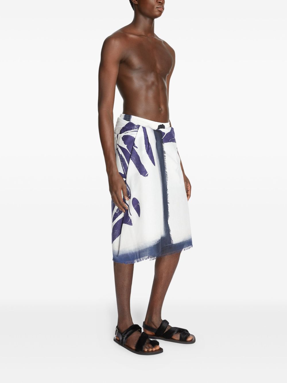 Sarong con stampa astratta in blu Dries van noten - uomo 