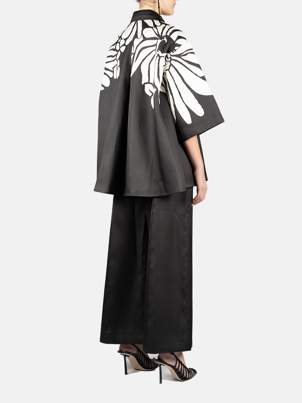 Pantaloni a gamba larga in mikado in nero Elie Saab - donna 