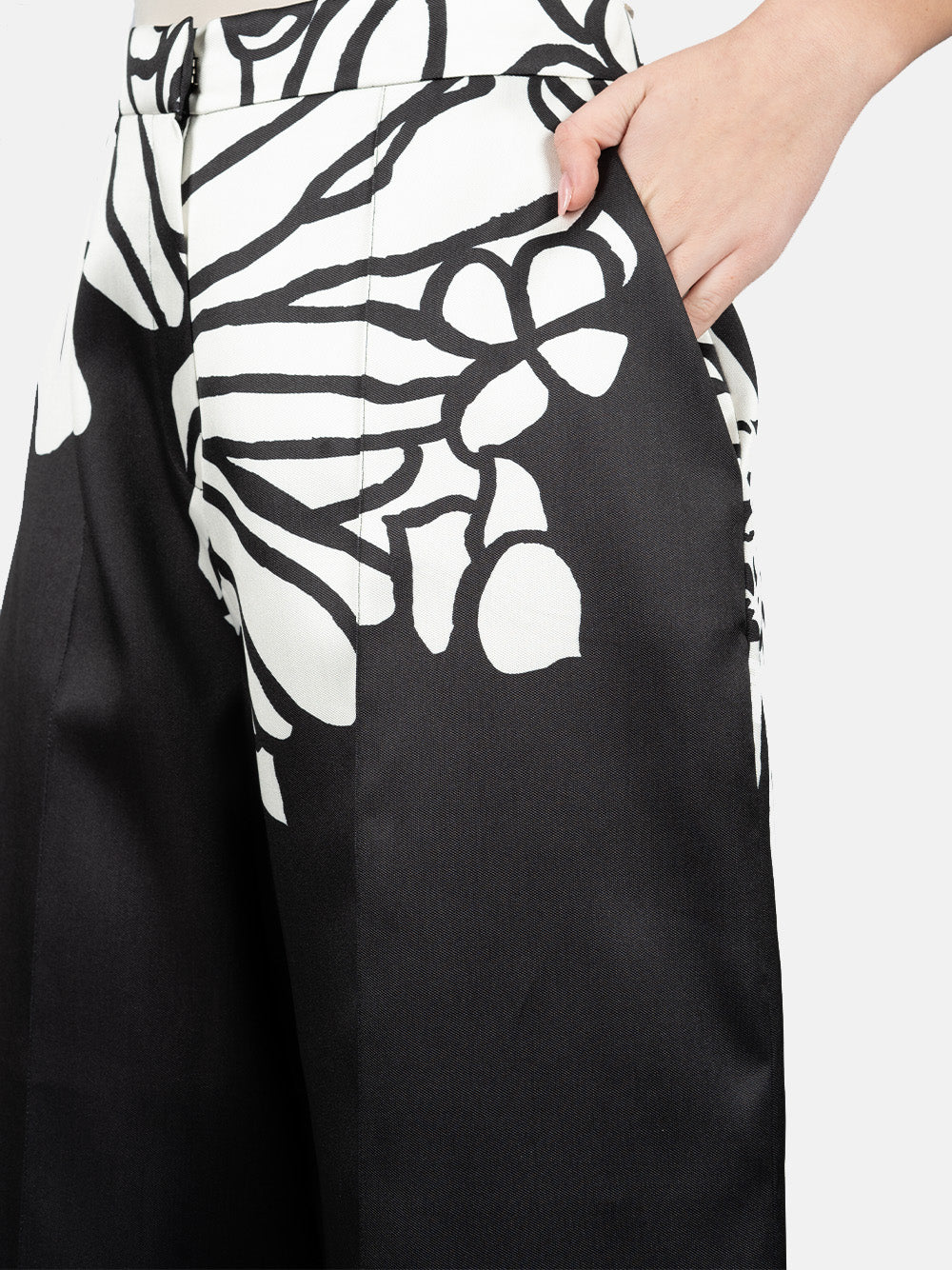 Pantaloni a gamba larga in mikado in nero Elie Saab - donna 