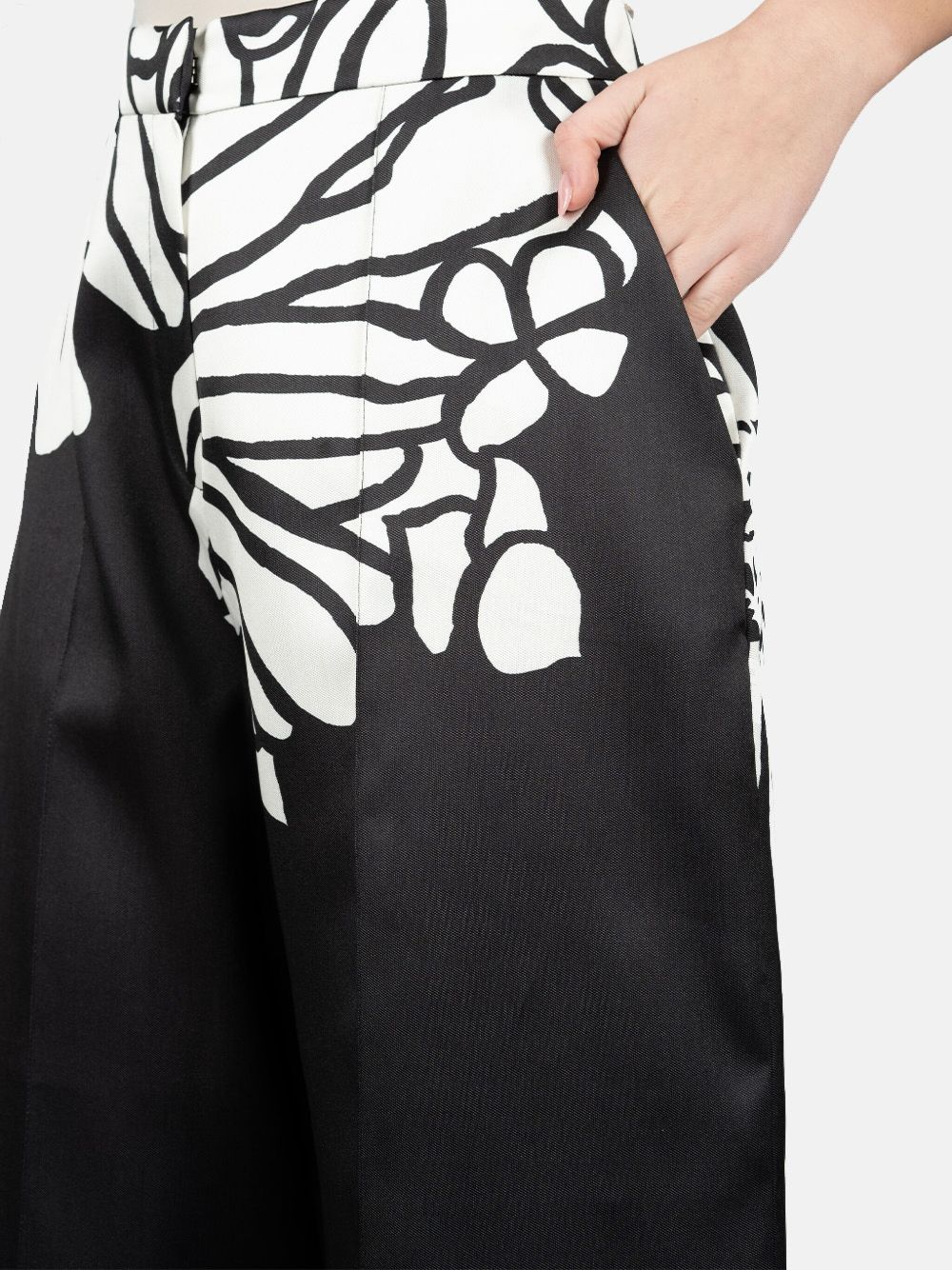 Pantaloni a gamba larga in mikado in nero Elie Saab - donna 