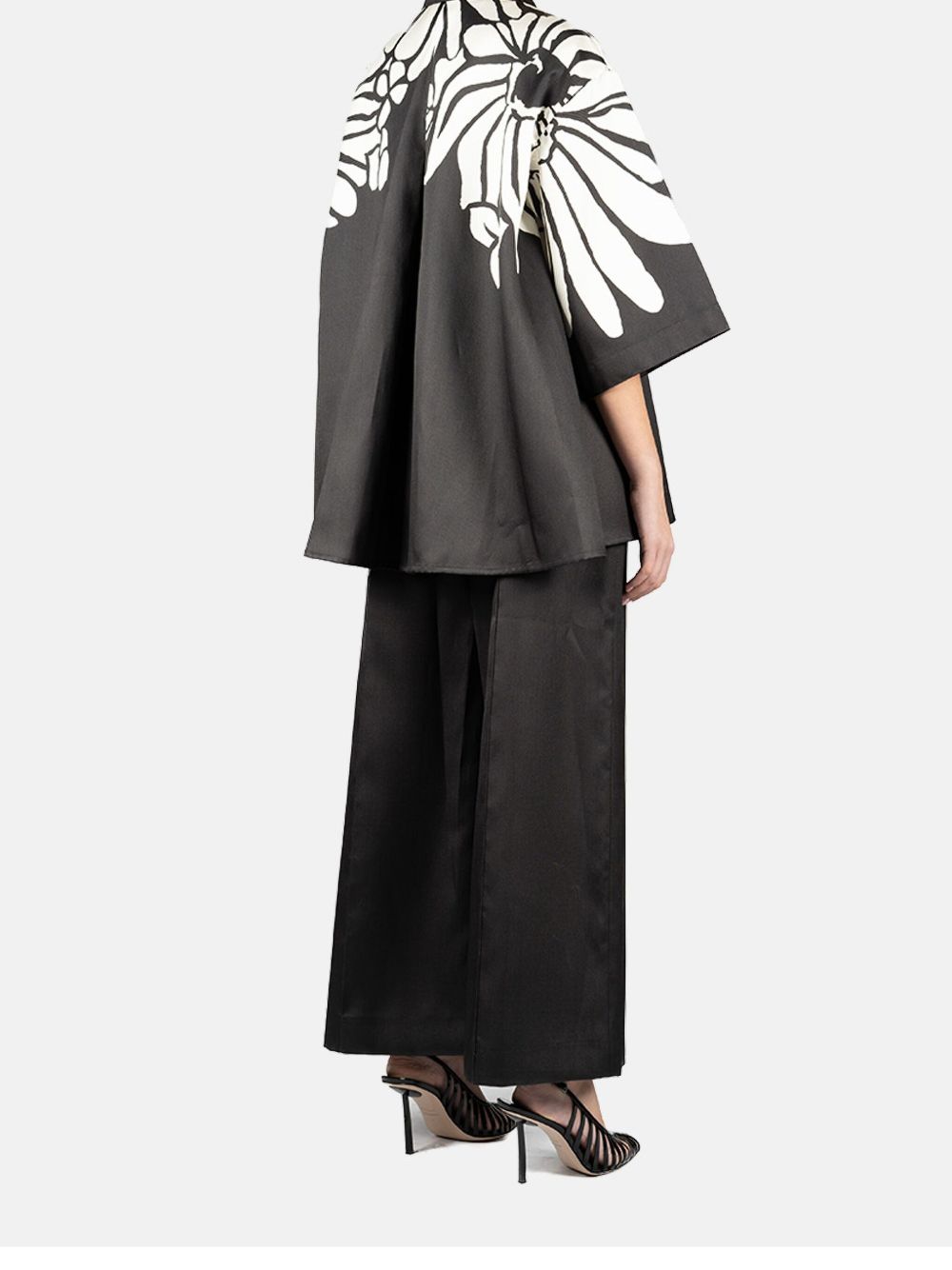 Pantaloni a gamba larga in mikado in nero Elie Saab - donna 