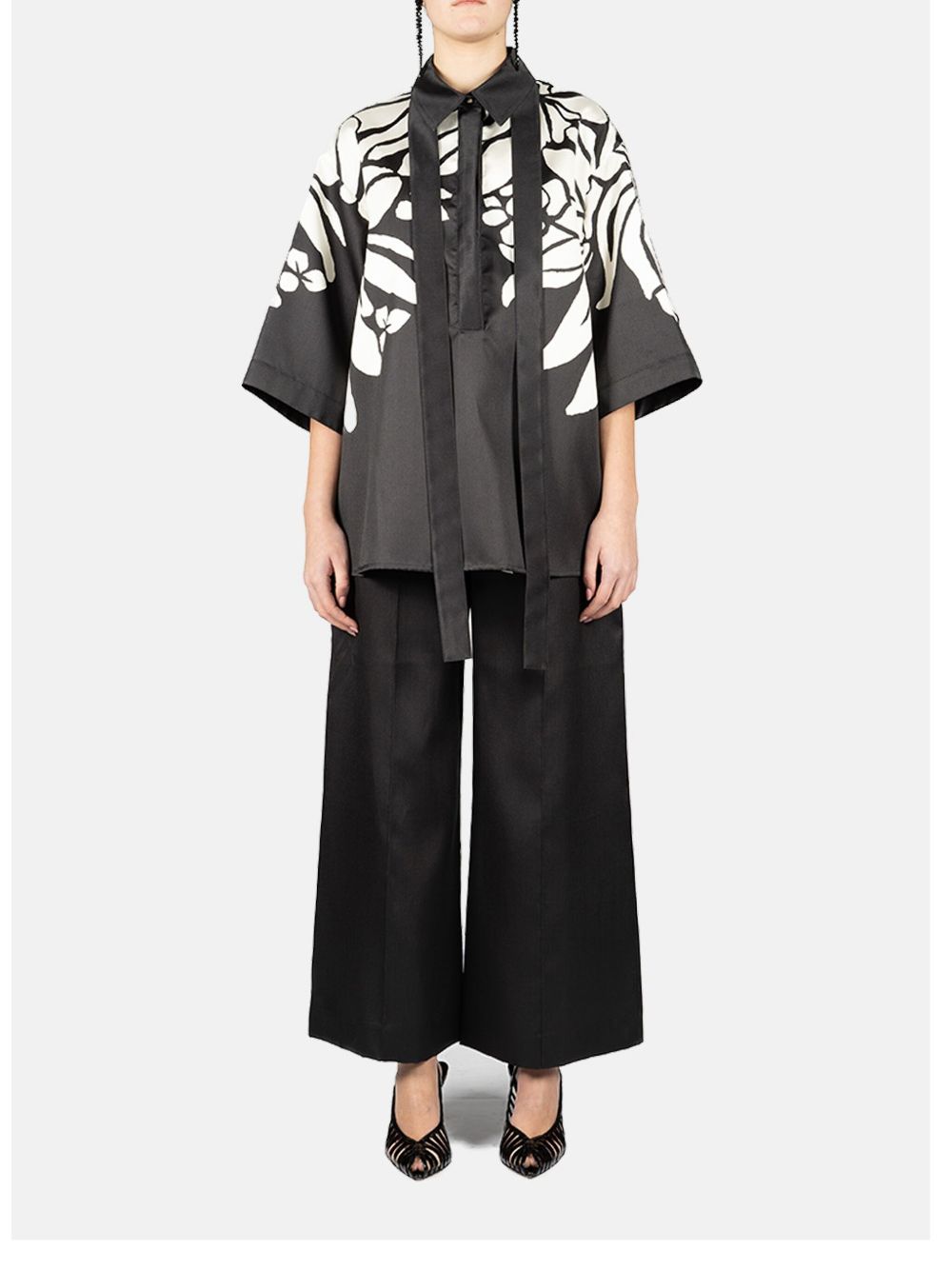 Blusa in mikado in nero e bianco Elie Saab - donna 