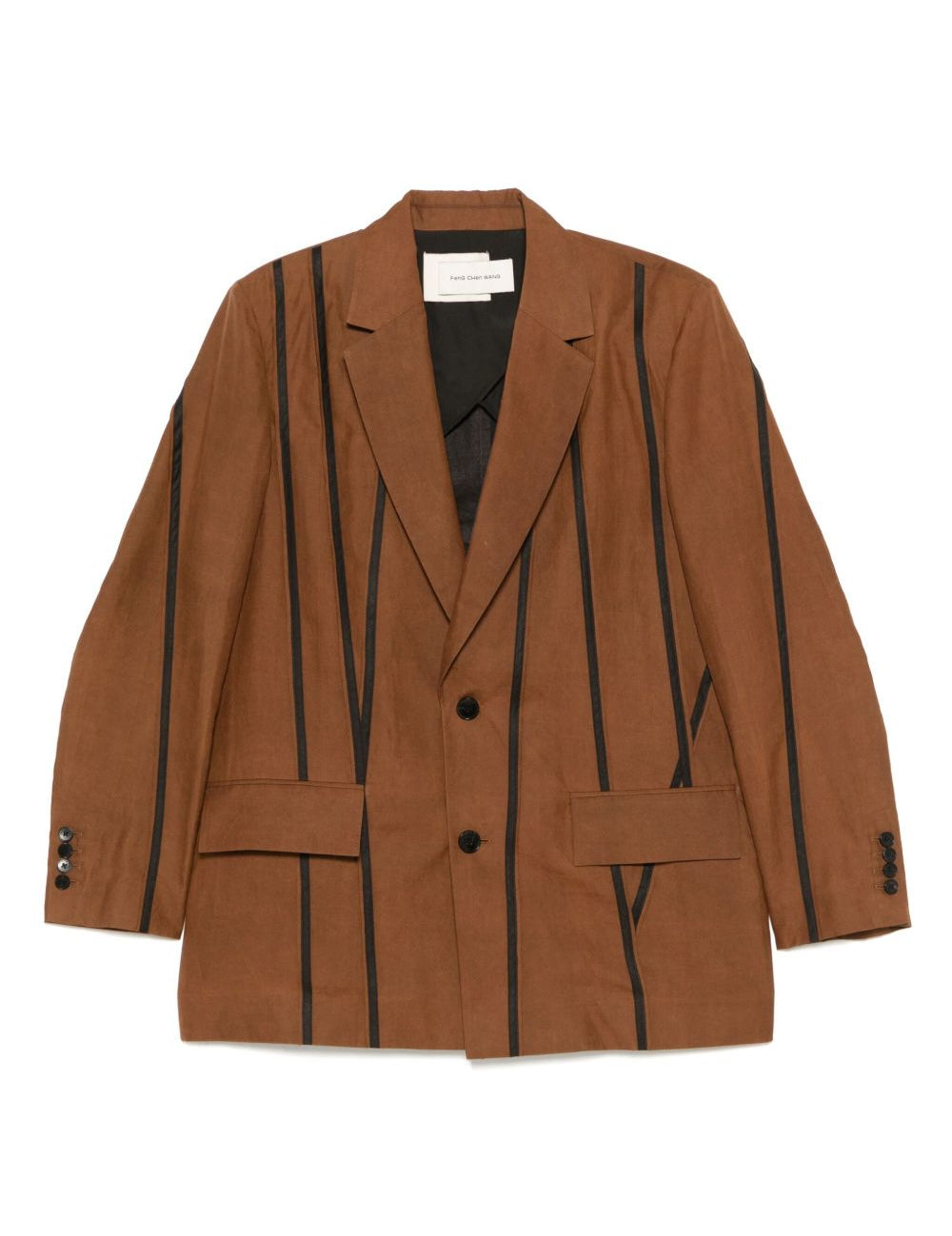 Blazer con righe in marrone Feng Chen Wang - uomo 