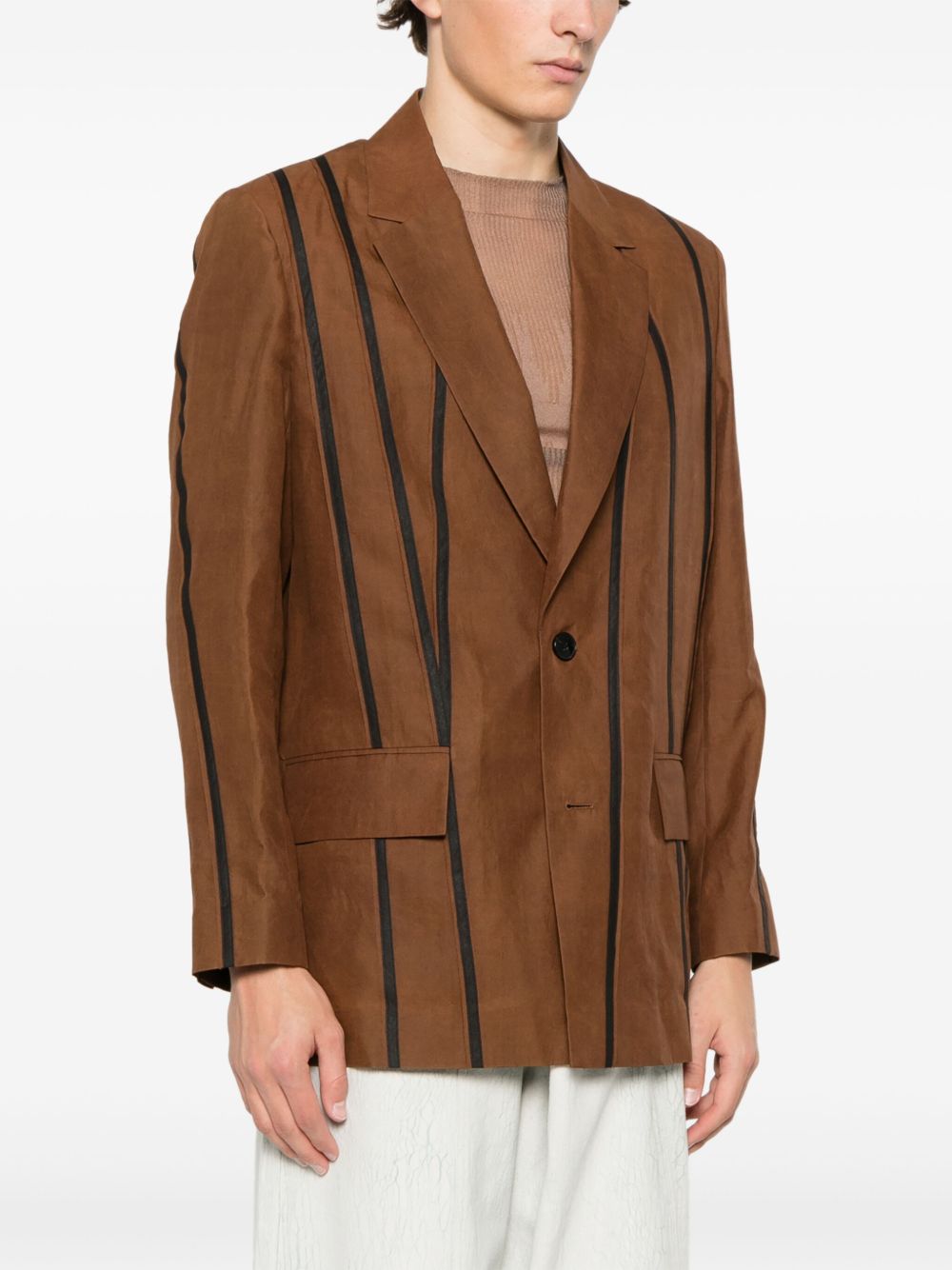 Blazer con righe in marrone Feng Chen Wang - uomo 
