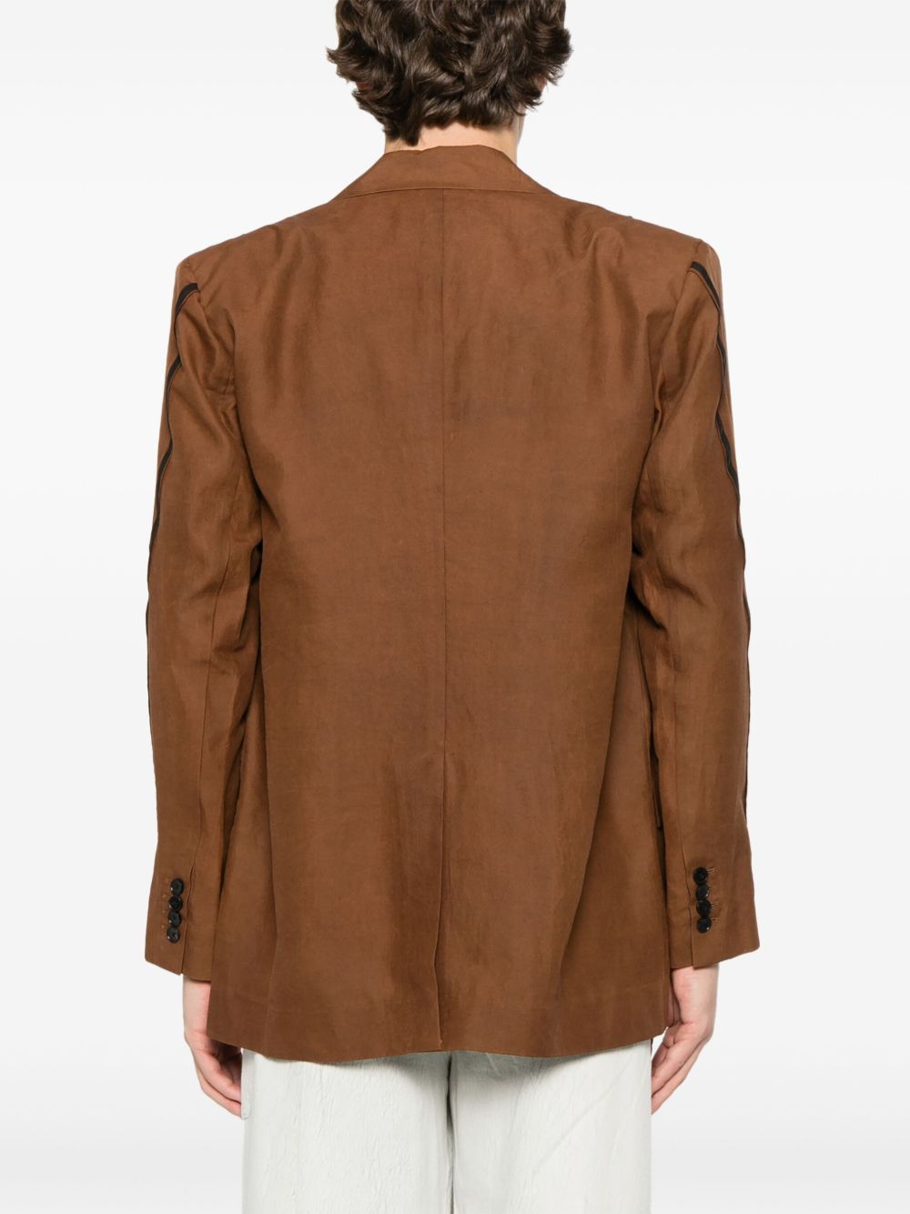 Blazer con righe in marrone Feng Chen Wang - uomo 