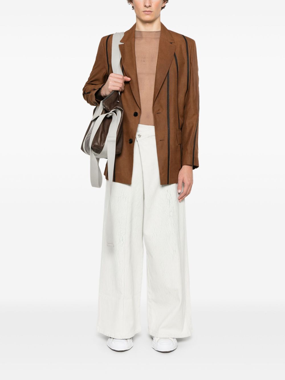 Blazer con righe in marrone Feng Chen Wang - uomo 