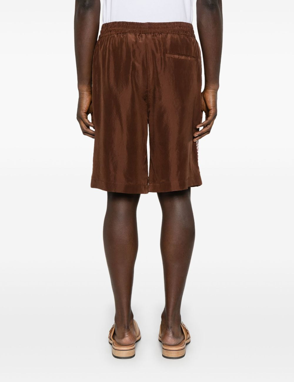 Shorts con stampa grafica in marrone Feng chen wang - uomo 