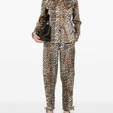 Camicia in raso con stampa leopradata in marrone Ganni - donna 
