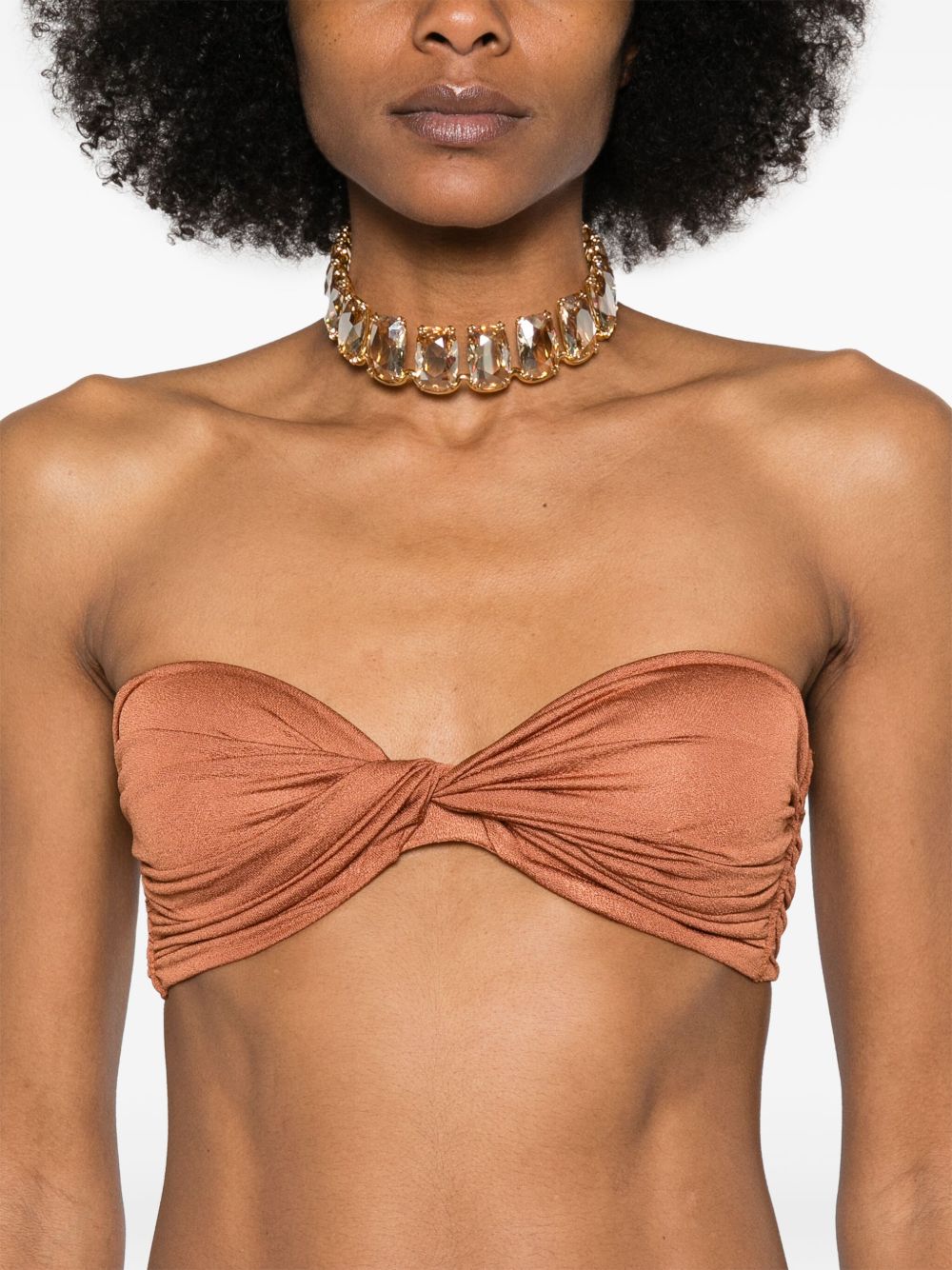 Bralette con nodo in marrone terracotta di Giuseppe Di Morabito - donna 