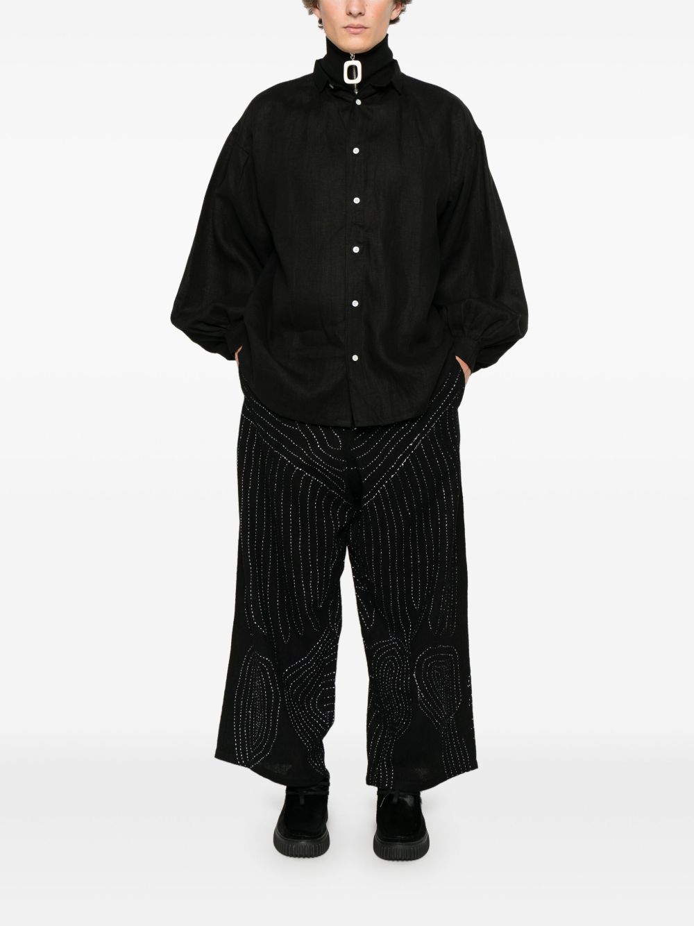 Camicia con maniche a sbuffo in nero Glass Cypress - uomo 