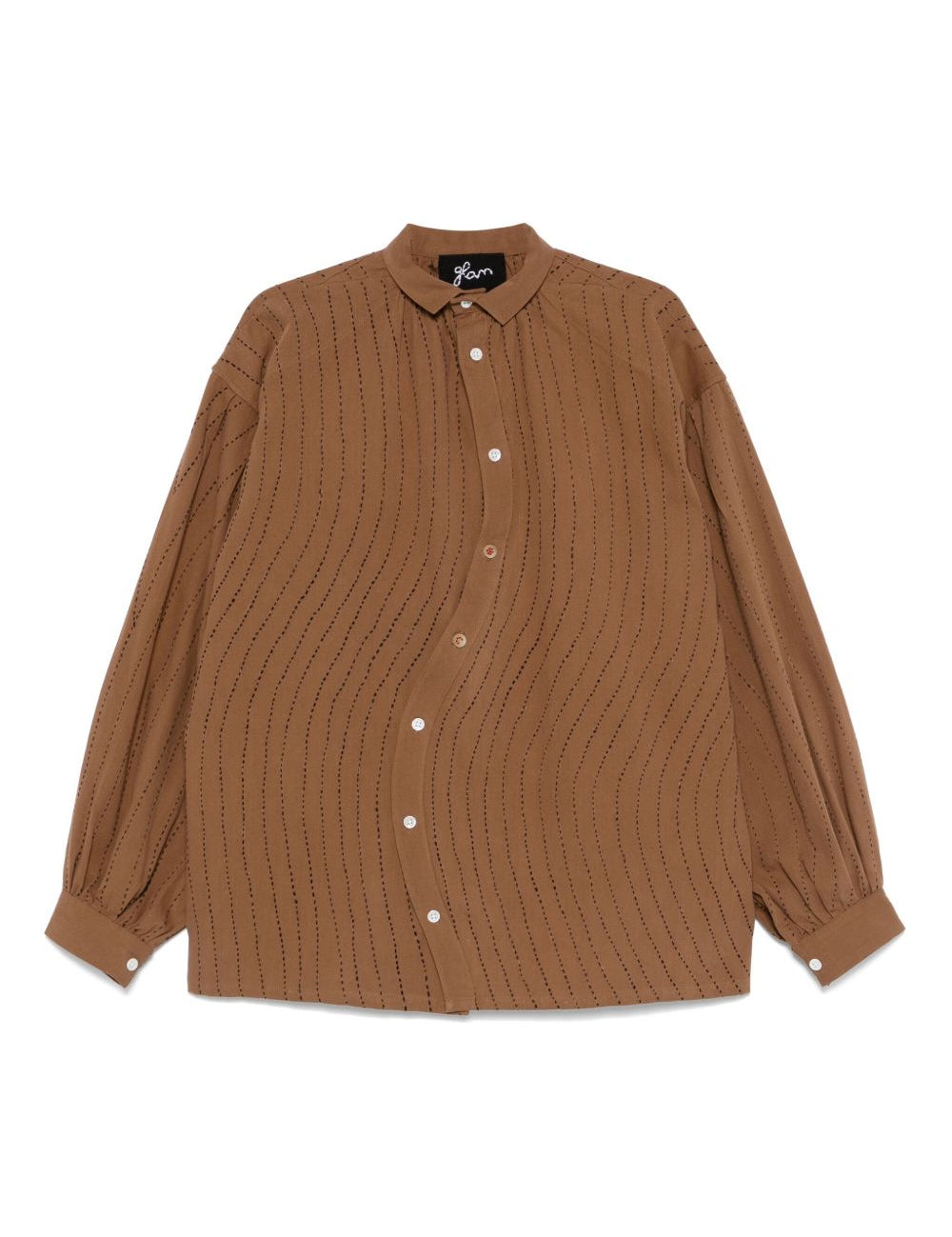 Camicia con cuciture decorative in marrone Glass Cypress - uomo 