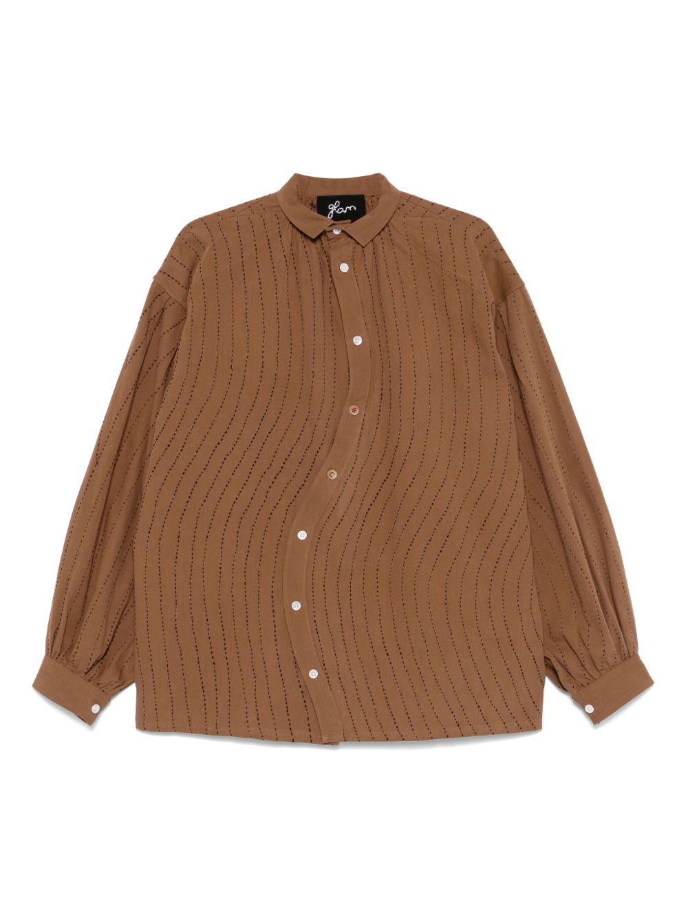 Camicia con cuciture decorative in marrone Glass Cypress - uomo 