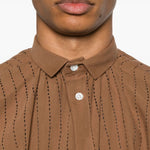 Camicia con cuciture decorative in marrone Glass Cypress - uomo 