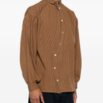 Camicia con cuciture decorative in marrone Glass Cypress - uomo 