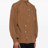Camicia con cuciture decorative in marrone Glass Cypress - uomo 