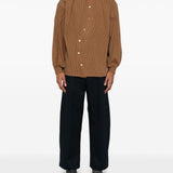 Camicia con cuciture decorative in marrone Glass Cypress - uomo 