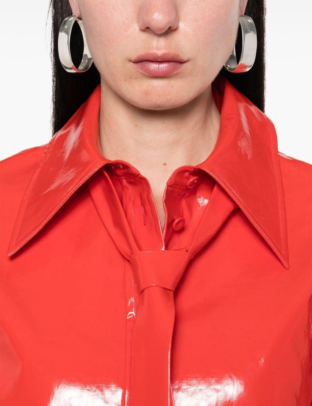 Camicia con cravatta integrata in vernice rossa Jil Sander - donna 