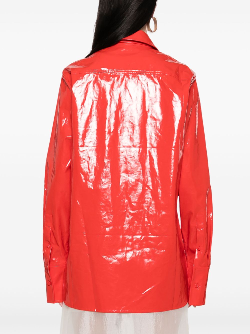 Camicia con cravatta integrata in vernice rossa Jil Sander - donna 