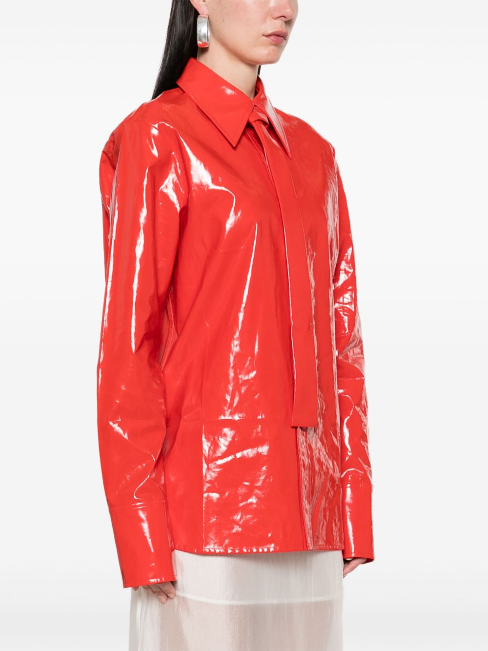 Camicia con cravatta integrata in vernice rossa Jil Sander - donna 