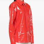Camicia con cravatta integrata in vernice rossa Jil Sander - donna 