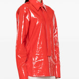 Camicia con cravatta integrata in vernice rossa Jil Sander - donna 