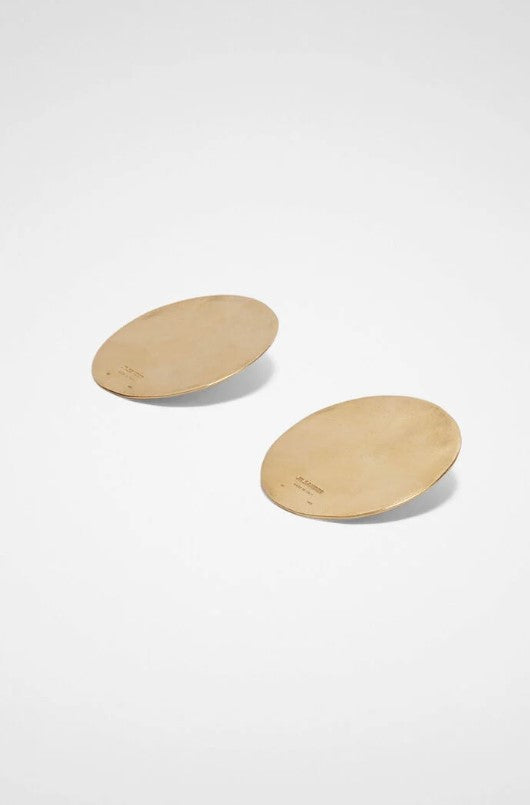 Orecchini rotondi con logo in oro Jil Sander - donna 