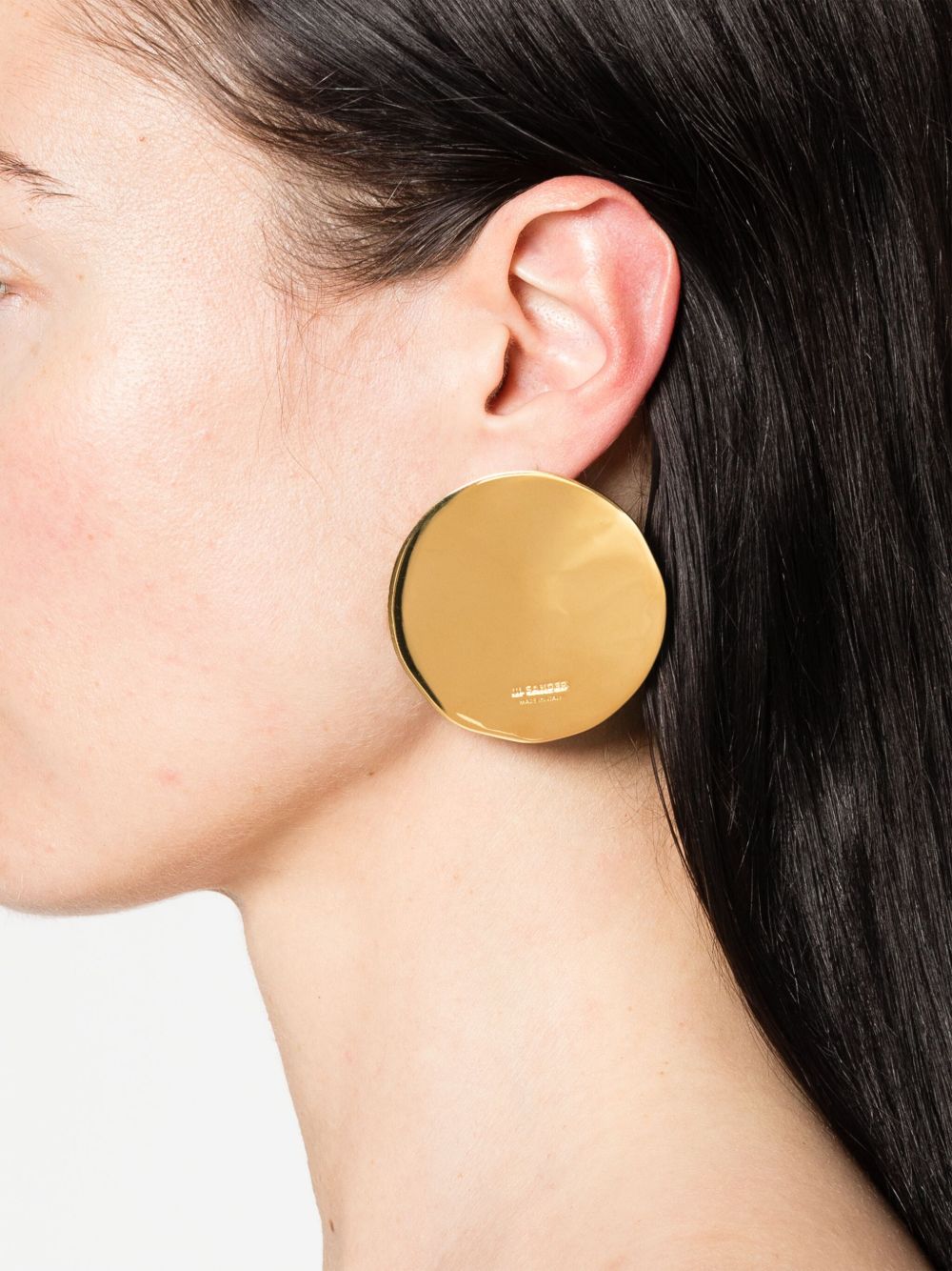 Orecchini rotondi con logo in oro Jil Sander - donna 