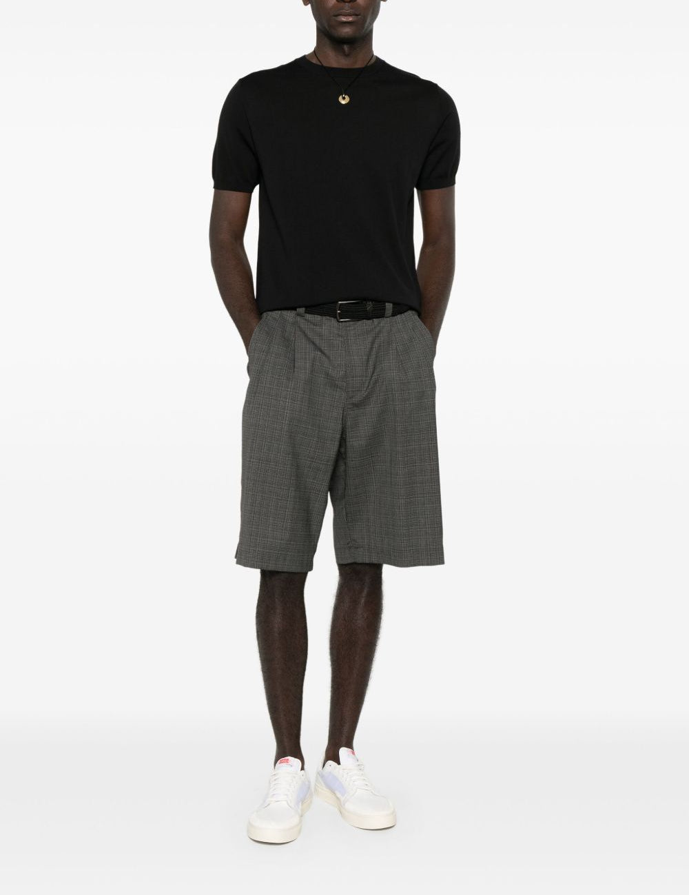 T-shirt a coste in nero Kangra - uomo 