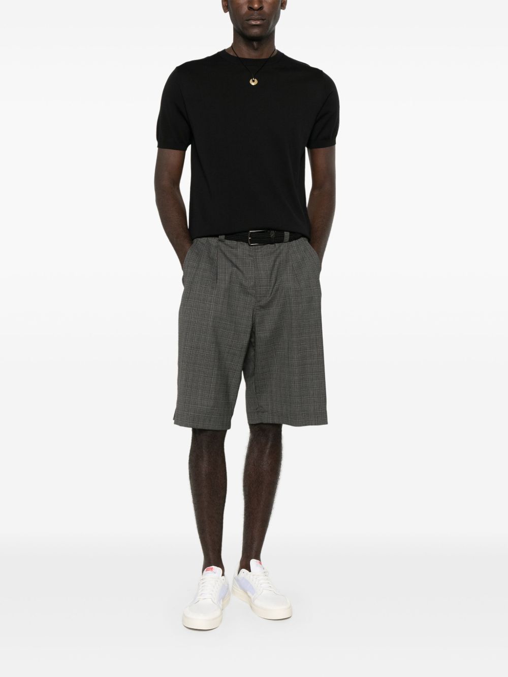 T-shirt a coste in nero Kangra - uomo 