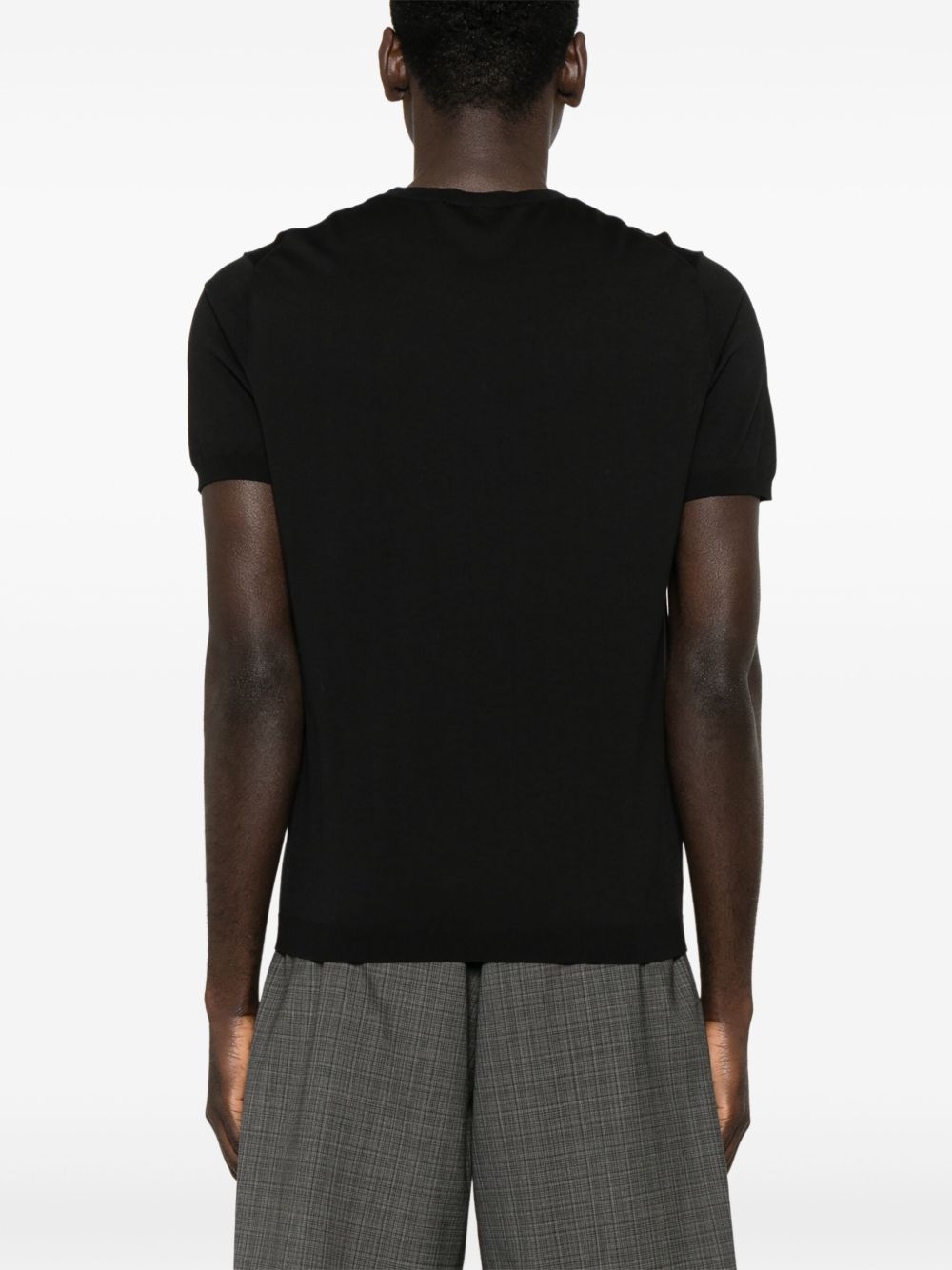 T-shirt a coste in nero Kangra - uomo 