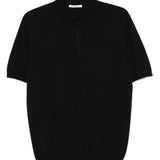 Polo T-shirt a coste in nero Kangra - uomo 
