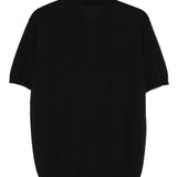 Polo T-shirt a coste in nero Kangra - uomo 