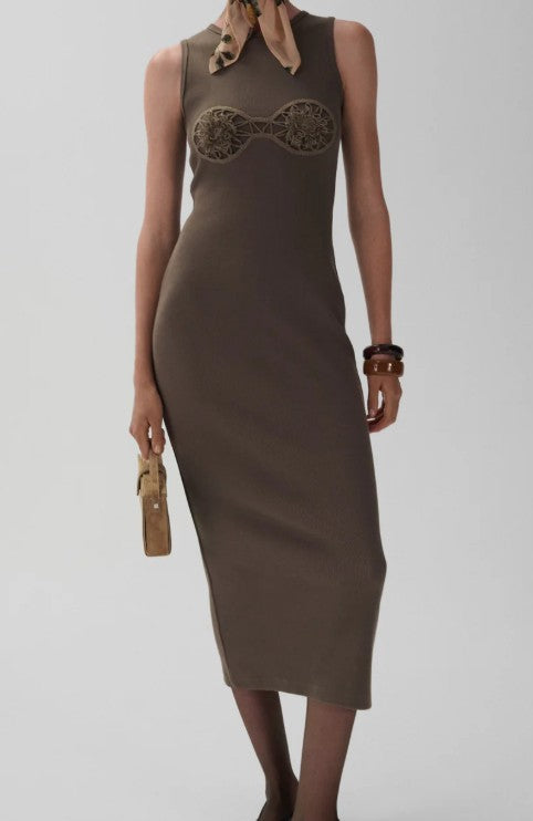 Abito con dettaglio all'uncinetto in verde khaki Magda Butrym - donna 