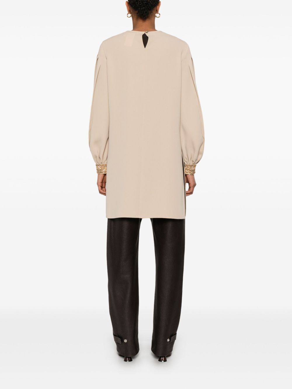 Blusa con ricami quadro in beige Maxmara -donna 