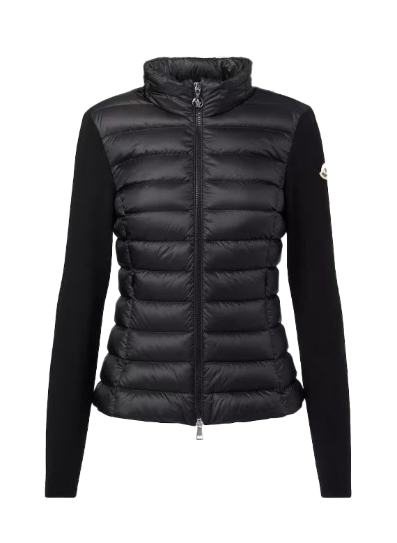 Giacca imbottita con maniche in maglia in nero Moncler - donna 