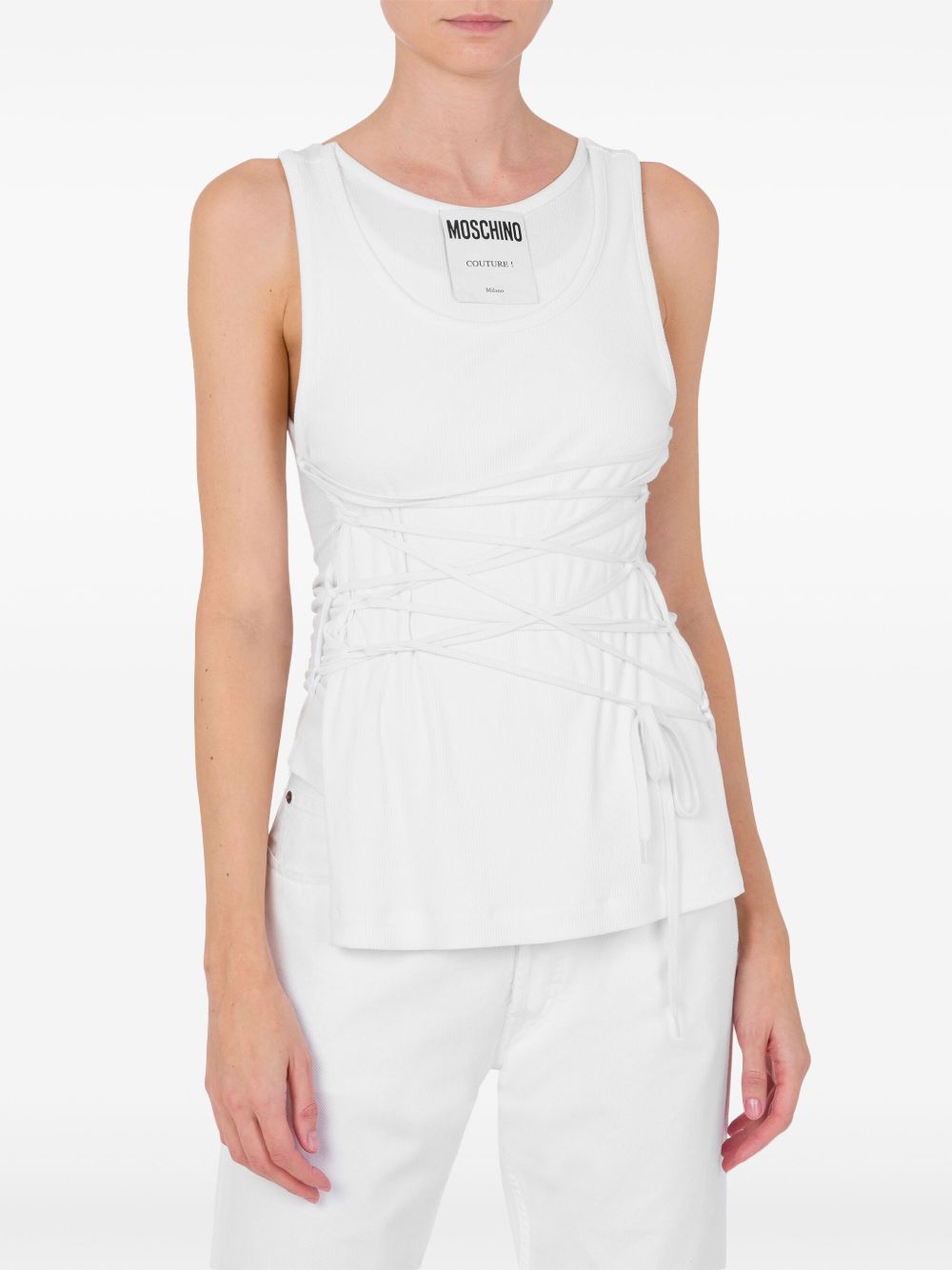 Top con stampa logo in bianco Moschino - donna 