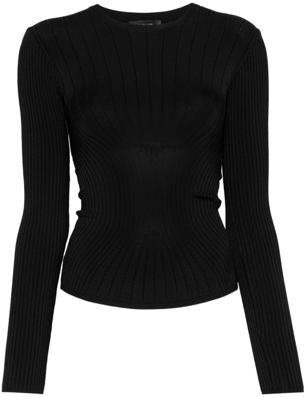 Maglia a maniche lunghe a coste in nero Mugler - donna 