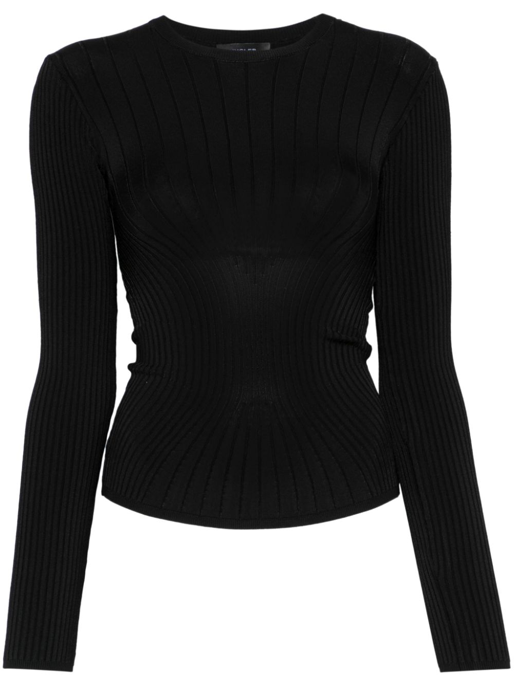 Maglia a maniche lunghe a coste in nero Mugler - donna 