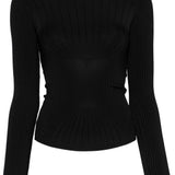 Maglia a maniche lunghe a coste in nero Mugler - donna 